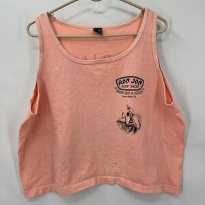Vintage Ron Jon Surf Shop Cocoa Beach Florida Tank Top Size XL 80s Peachy Pink